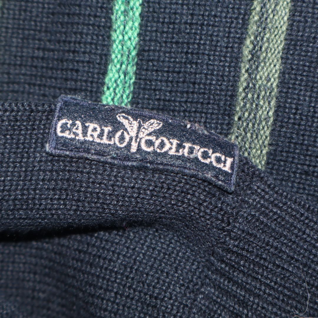 Carlo Colucci Striped Knit Sweater Navy/Green — view 2